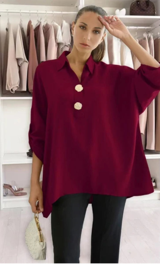Ashley Burgundy Blouse ( gold hardware)
