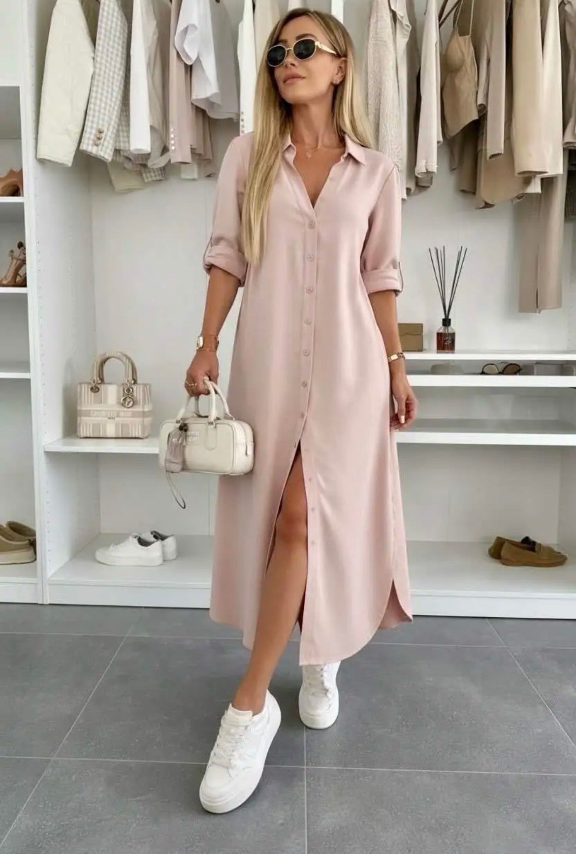 The Arla Shirt Dress ( blush)