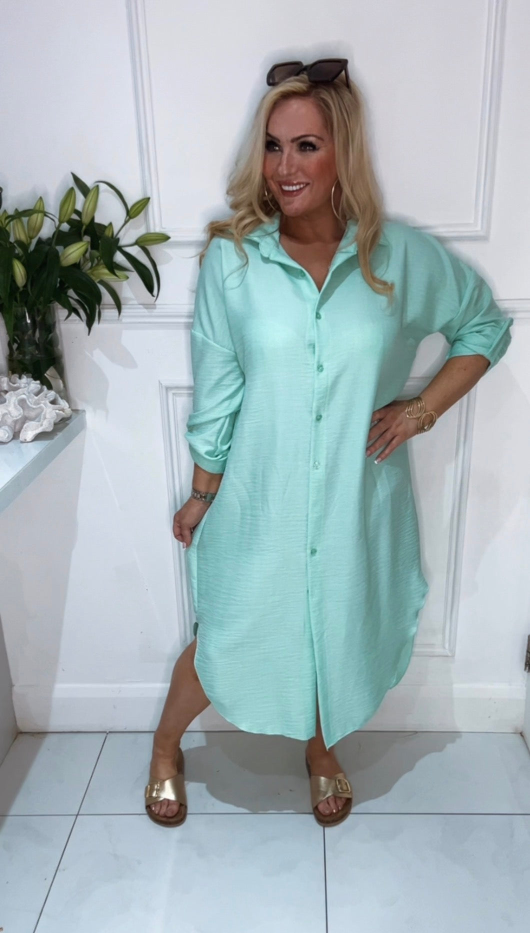 The Arla Shirt Dress ( Green )