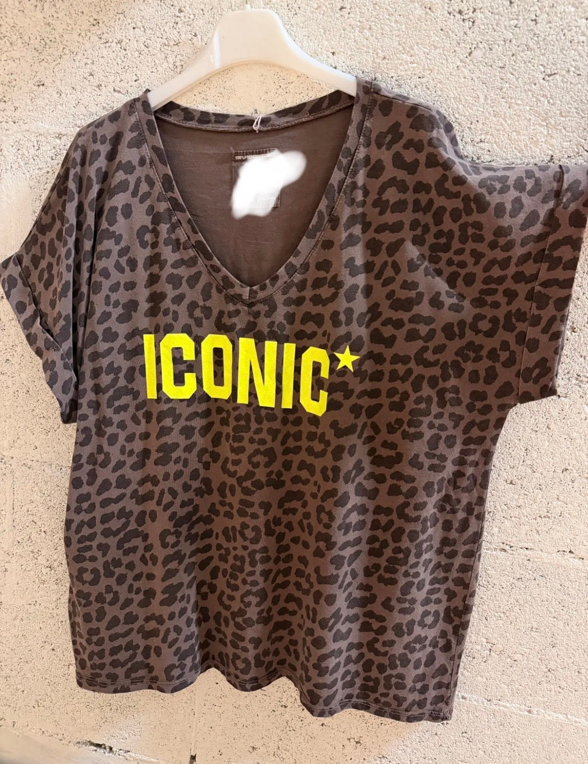 Neon Leopard print ICONIC t-shirt brown