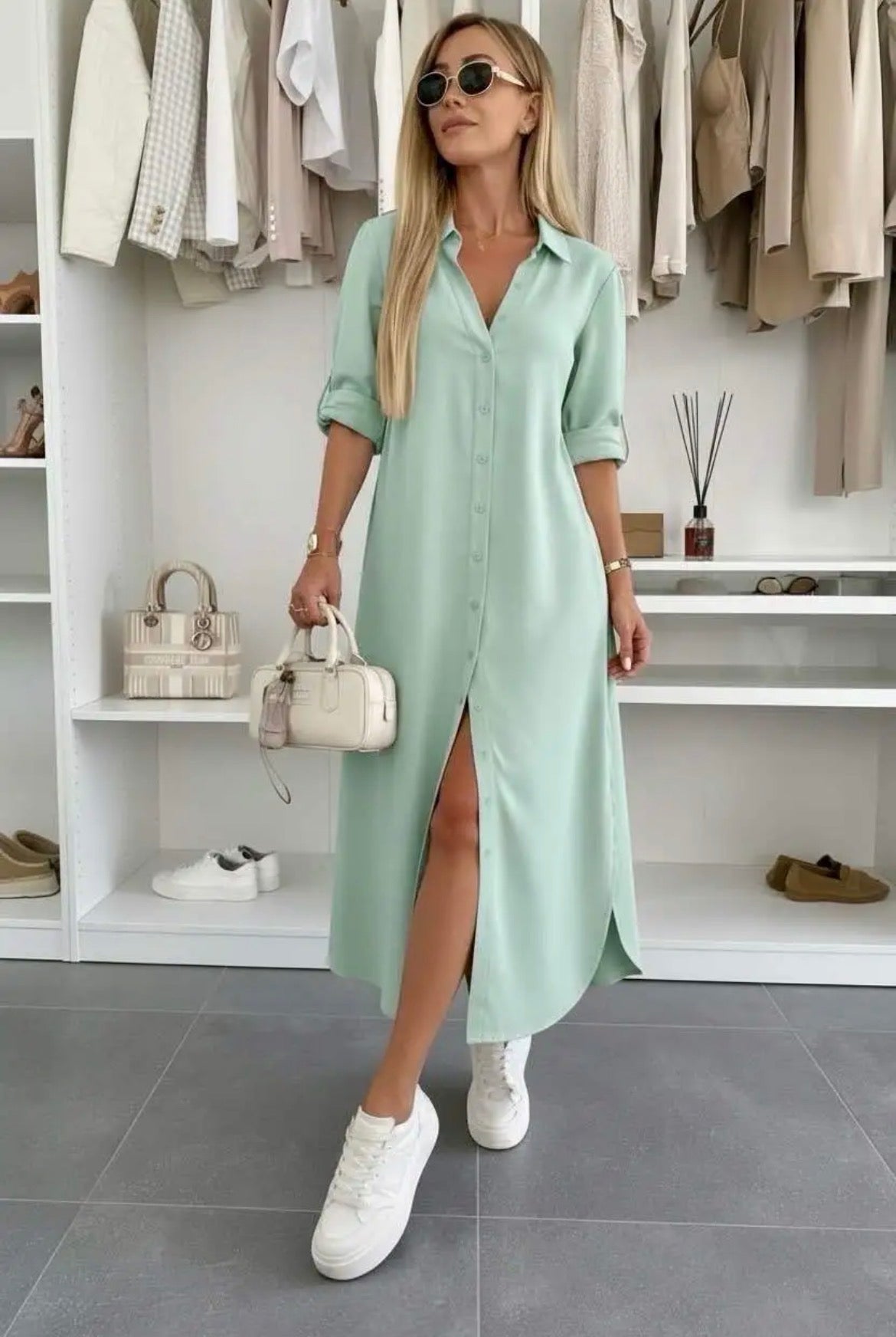 The Arla Shirt Dress ( Green )