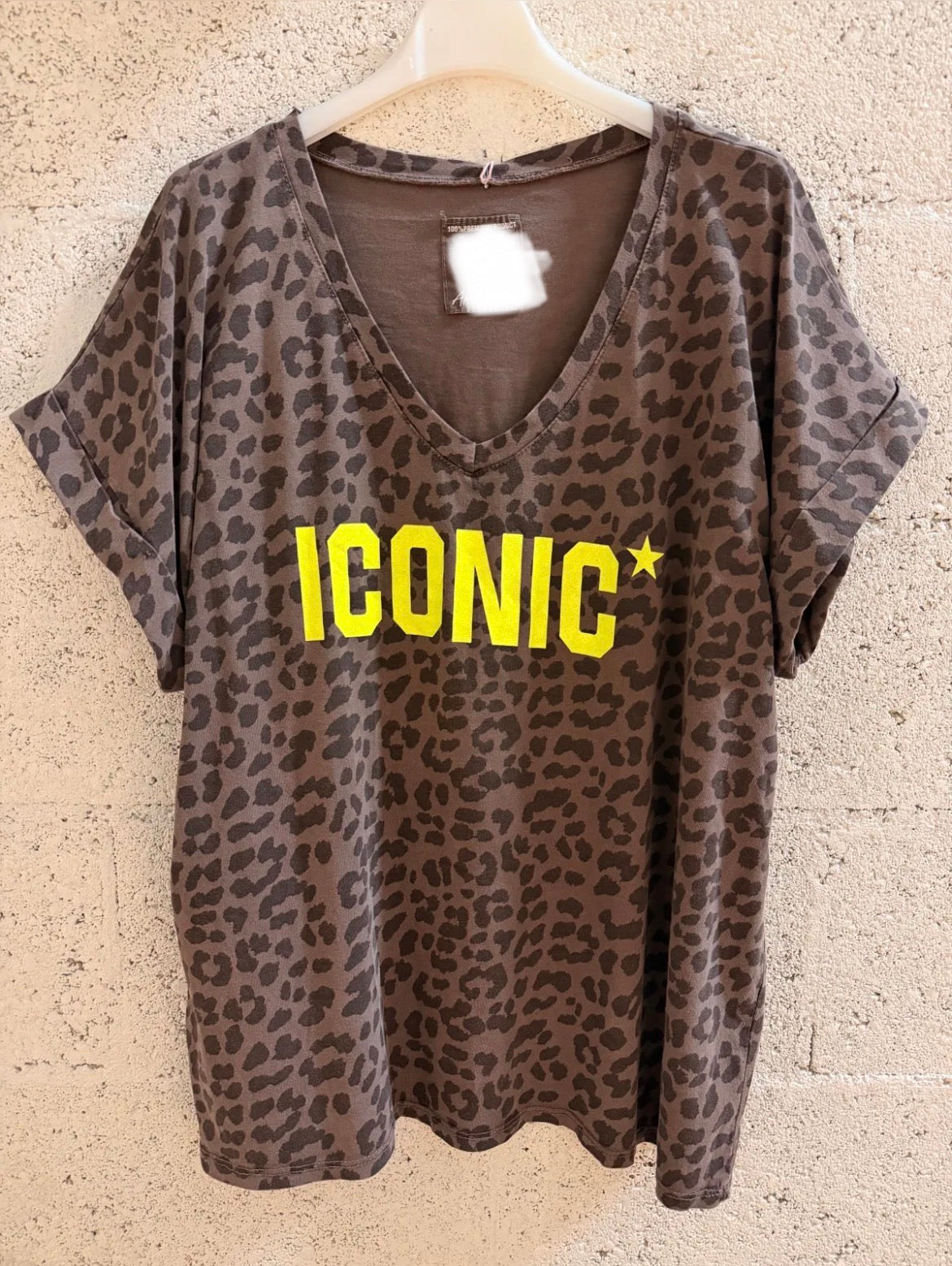 Neon Leopard print ICONIC t-shirt brown