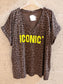 Neon Leopard print ICONIC t-shirt brown