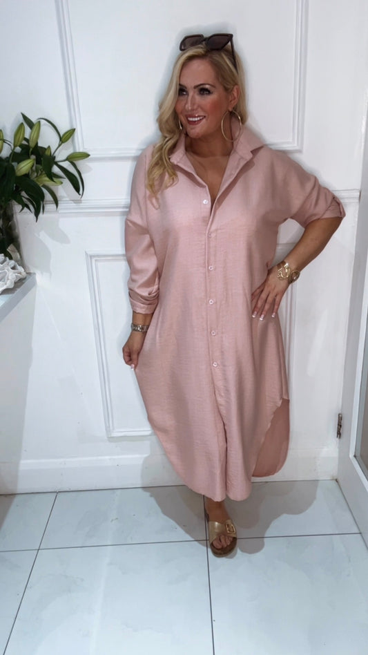 The Arla Shirt Dress ( blush)