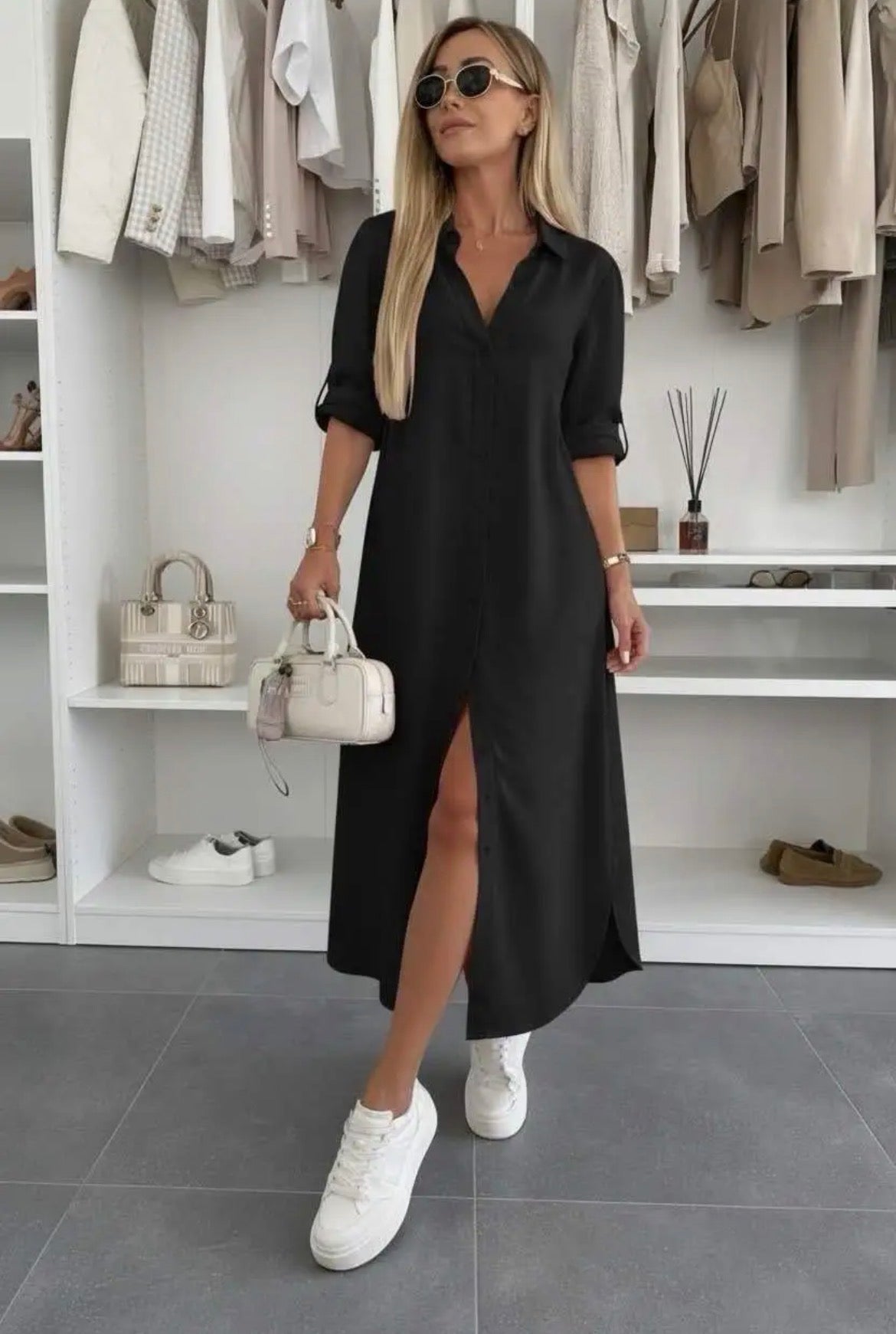 The Arla Shirt Dress ( black)