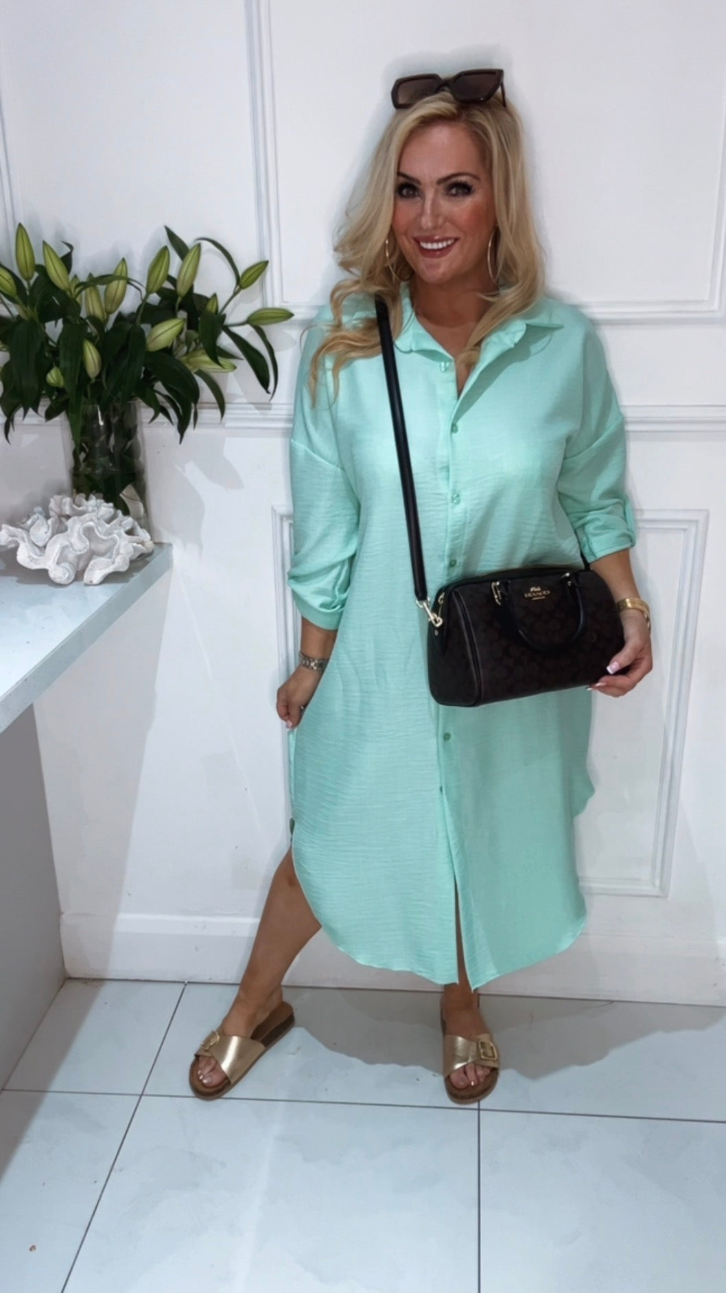 The Arla Shirt Dress ( Green )