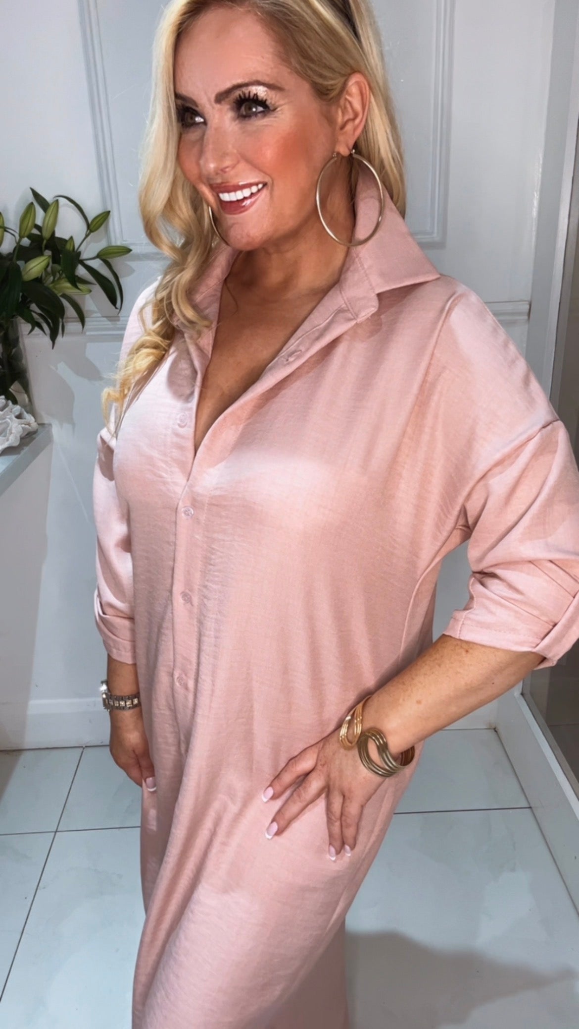 The Arla Shirt Dress ( blush)