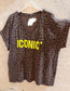 Neon Leopard print ICONIC t-shirt brown