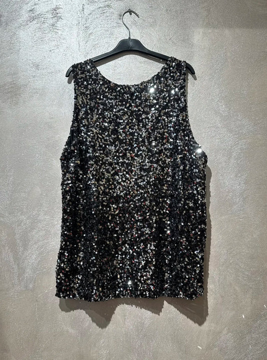 The Sylvannah lined Tank top ( black and silver )