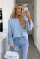 The Monica Sweater lace sleeve Blue