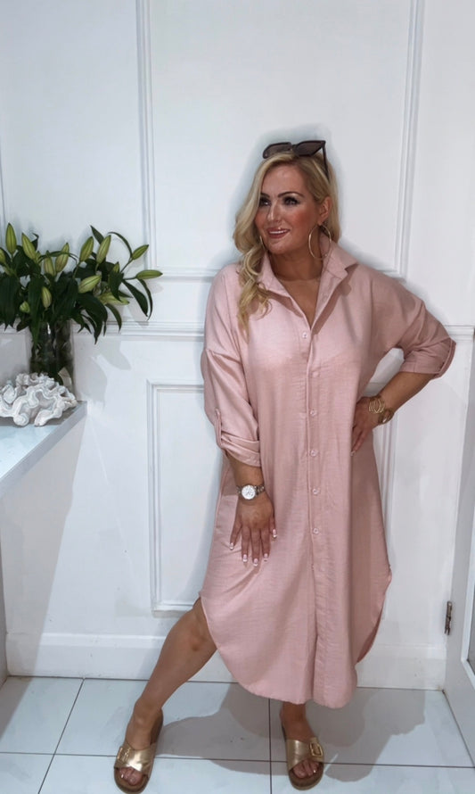 The Arla Shirt Dress ( blush)