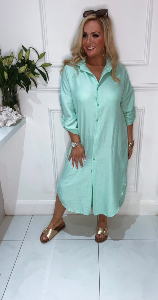 The Arla Shirt Dress ( Green )