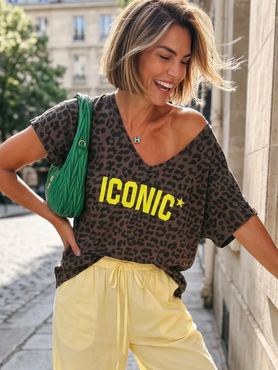 Neon Leopard print ICONIC t-shirt brown