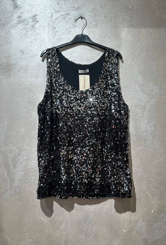 The Sylvannah lined Tank top ( black and silver )