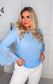 The Monica Sweater lace sleeve Blue
