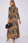 Lacey Chevron Print Dress with Pockets and belt