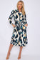 Ella Emerald leopard print textured midi shirt dress